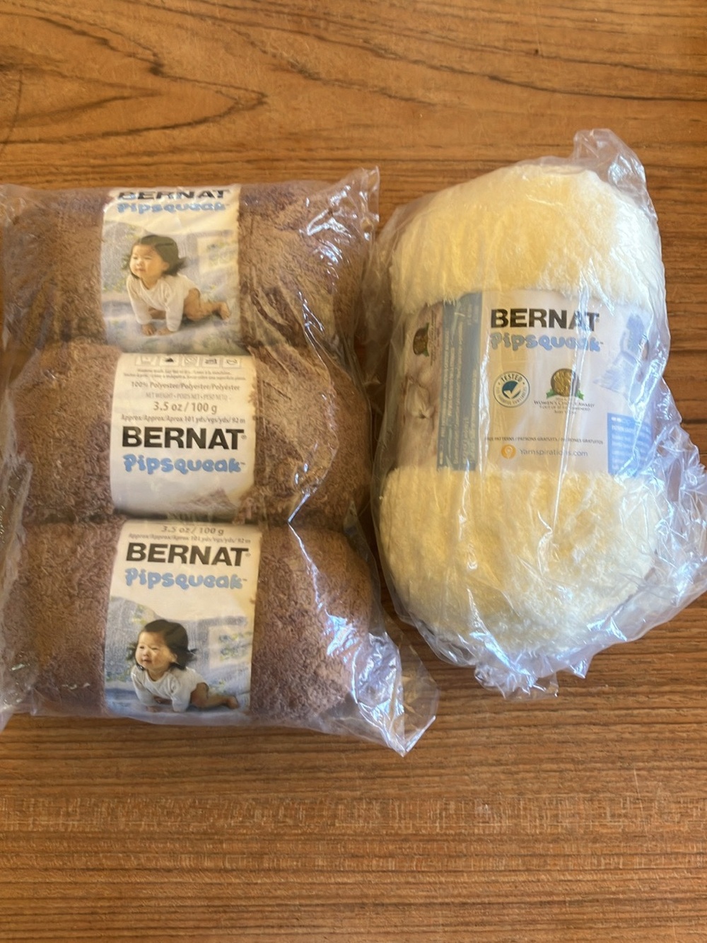 Pipsqueak Plush Yarn Bundle in Brown and Cream
